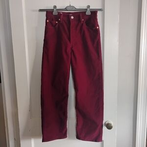 🔆 Levi's Burgundy Ribcage High-Rise Straight Ankle Corduroy Jeans - Size 29